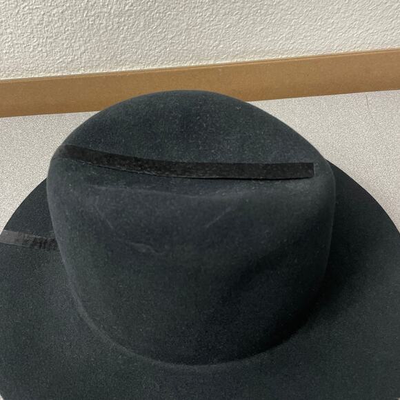 Janessa Leone Wool Fedora Hat Womens Medium Black Wide Brim Ribbon Stripe * main image 11